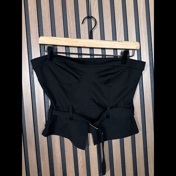 New Urban Outfitters Top Medium Womens Black Corset Strapless Front Belted Crop - Picture 1 of 8